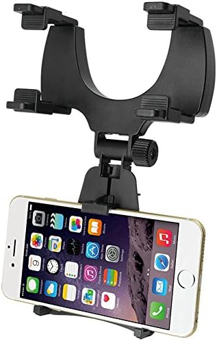Car Phone Holder, Veepax Rearview Mirror Mount Stand Holder with One-Touch Design Dashboard for iPhone 7/7Plus/6s/6Plus/5S, Galaxy S5/S6/S7/S8, Google Nexus, LG, Huawei and More - Black