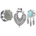 6 pairs Woman Surgical Stee Dangle Gauges Ear Tunnels 00g Kit Piercing Earrings Plugs Stretcher 2G-00G Eyelet Double Flare (10mm=00g)