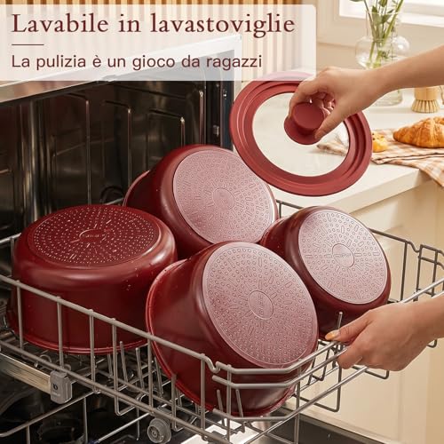 GiPP 21 Piece Non-Stick Frying Pan Set with Removable Handles, Red | Suitable for Induction, Gas,Ceramic,Electric,Aluminium,Healthy Kitchen for Motorhomes,Toxin Free,Oven/Dishwasher Compatible