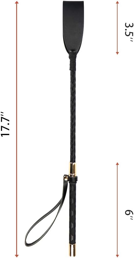 Aisto 18 inch Riding Crop for Horses, Horse Whip with Double Slapper, Leather Equestrian Jump Bat, Black: Sports & Outdoors