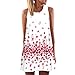 CreazyWomen Summer Sleeveless Beach Printed Short Mini Dress (XL)