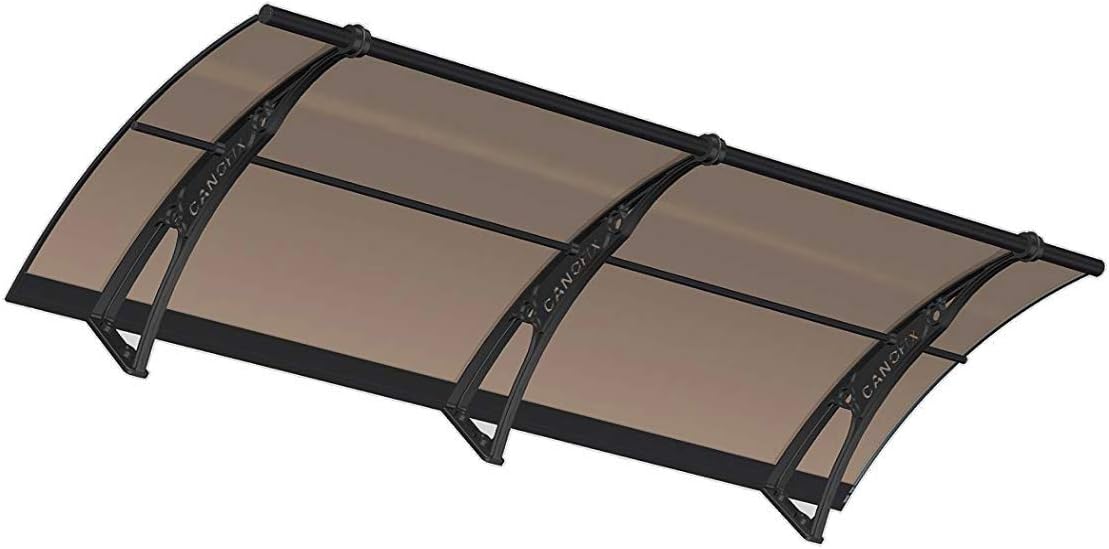 Door Canopy 1270x 2000mm / DIY Canofix Polycarbonate Cantilever Awning/Garden Passageway, Smoking Shelter (Black or Grey Bracket, Clear or Bronze Polycarbonate Sheet)
