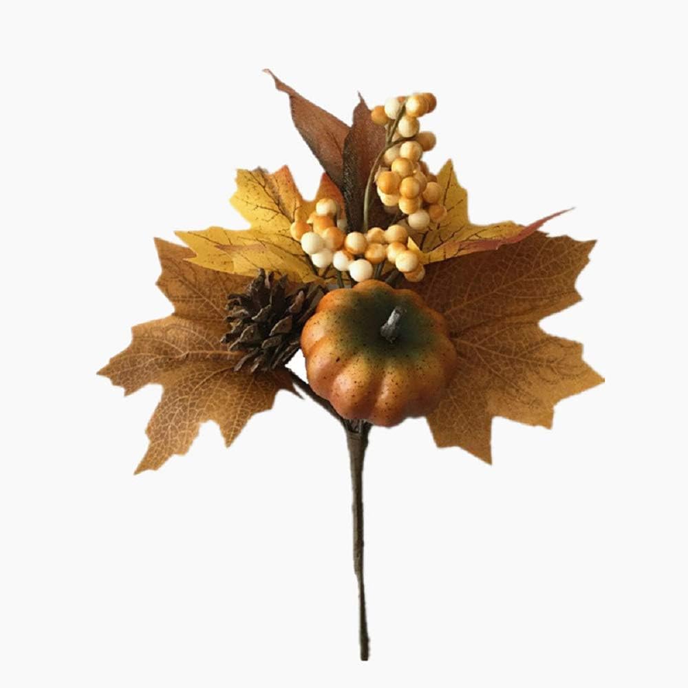 Artificial Sunflower Pumpkin Bouquet with Fake Sunflowers Maple Leaves and Berries for Autumn Display Wedding Party Holiday Miniature Garden Candy Boxes Bag Venue Decoration Craft DIY (style1)