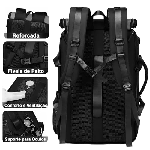 Mochila Reforçada com Compartimentos para Notebook e Tablet – Resistente à Água, USB, Engate de Mala – Masculina e Feminina para Viagem, Trabalho e Dia a Dia