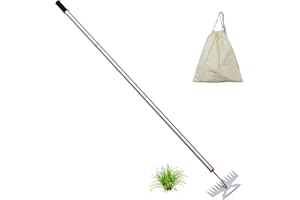 HRADHOL New Adjustable Uprooting Weeding Tool with Long Handle,11-Teeth Weed Puller Rake 2-in-1 Hand Weeder Garden Tools for Garden&Backyard,Manganese Steel Weeder Pulling Tool for Weeding Loosening Planting