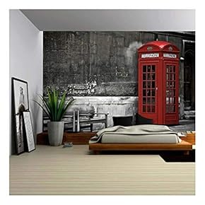 British Phone Booth in London, United Kingdom - Removable Wall Mural | Self-Adhesive Large Wallpaper - 66x96 inches