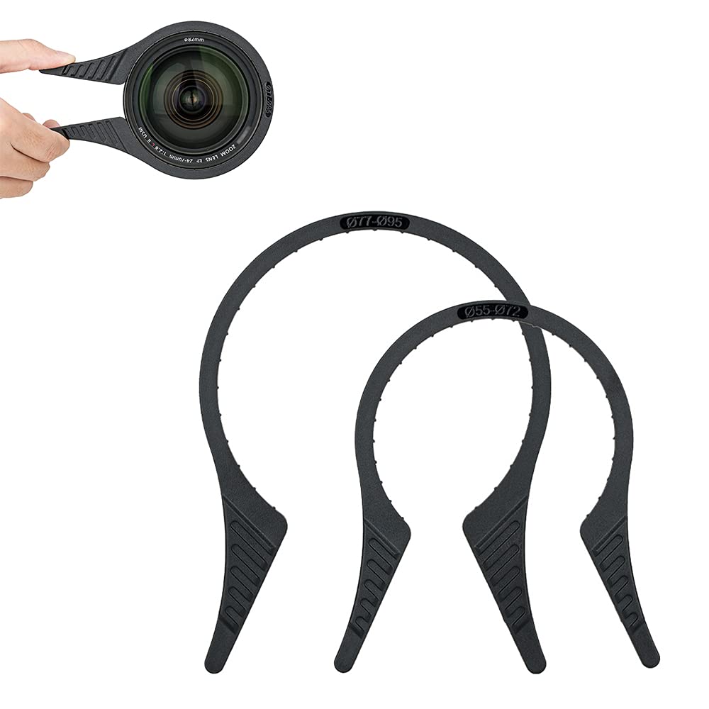JJC 2 Pieces Camera Lens Filter Wrench Kit, Filter Removal Wrench Tool for 55-72mm 77-95mm Lens Thread