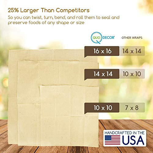 Reusable Beeswax Wrap (3 Pc) Eco Food Covers Super Cling Non-Plastic Dye Free | Odor Free Bees Wax 0 Waste Products | Eco-Wrap Biodegradable Unbleached Cloth Sandwich & Cheese Wrapping