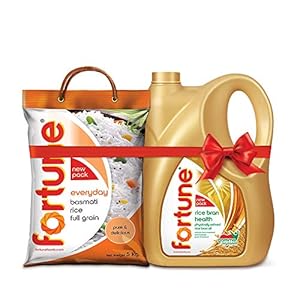 Fortune Rice Bran Oil 5L Jar + Fortune Everyday Basmati Rice 5 Kg