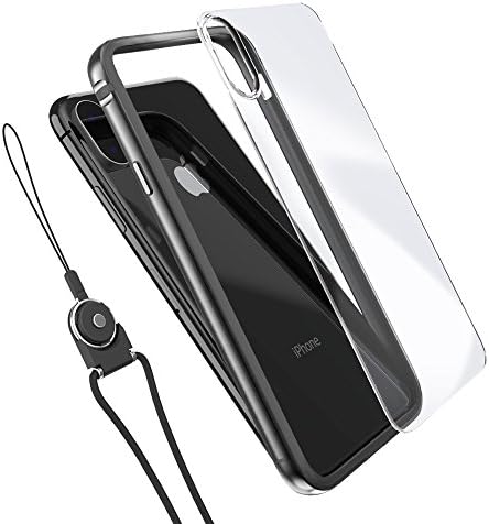 iPhone X case, iPhone 10 case, AOPETIO Aluminum TPU Shockproof Bumper Case for iPhone X, Clear PC Back Panel Included for Free-[Matte Black]