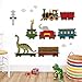 decalmile Animal Train Wall Decals Dinosaur Elephant Giraffe Wall Stickers Removable Kids Room Wall Decor for Baby Nursery Childrens Bedroom Playroom