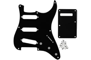 FLEOR SSS 8 Hole Vintage ST Pickguard Guitar Back Plate with Screw for Vintage ST Style Guitar Parts, 1Ply Black