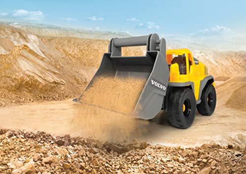 Dickie 203724002 Toys Volvo Freilauf Radlader, Spielzeug Bagger, Baustellenfahrzeug, bewegliche Schaufel und kippbar, offene Kabine, Länge 26 cm, gelb/grau – Bild 7