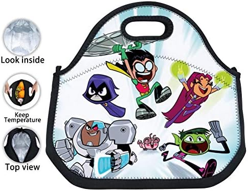 Fuxejin Neoprene Lunch Tote Tin Foil Paper Bag Te-En Tit-Ans Go Thick Insulated Cooler Lunch Bag Portable Lunchbox Outdoor School Work Handbag for Men Women Boys Girls