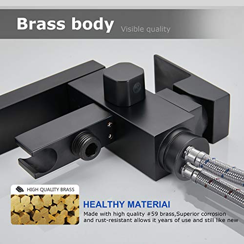 Aolemi Black Freestanding Bathtub Faucet Floor Mount Tub Filler Single