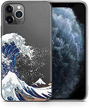 CaseYard Clear Soft & Flexible TPU Case for iPhone 11 Pro Max - Ultra Low Profile Slim Fit Thin Shockproof Transparent Bumper Protective Cover Drop Protective Case (Kanagawa Wave)