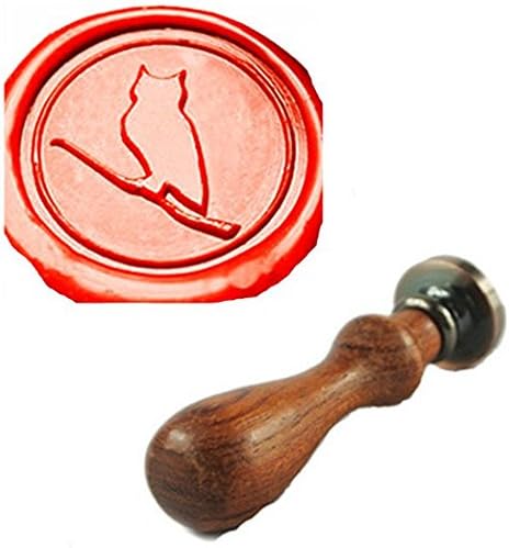 MDLG Vintage Owl Stand On Branch Custom Picture Letter Logo Retro Invitation Wax Seal Stamp Rosewood Handle Set