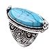 CA Charming Blue Synthetic-Turquoise Tibet Silver Plated Fashion Ring