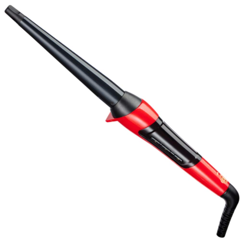 Remington Manchester United Silk Ceramic Curling Wand with Club Colours and Crest Tapered Barrel Including Storage Bag, Black and Red