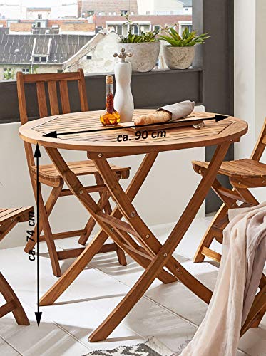SAM Gartentisch Jasper, 90 cm rund, Akazienholz geölt, Balkontisch klappbar – Bild 5