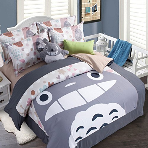 Cartoon My Neighbor Totoro Bedding Sets - Sport Do Ultra Soft Children Favorite Gifts Flat Sheet 4PC Queen