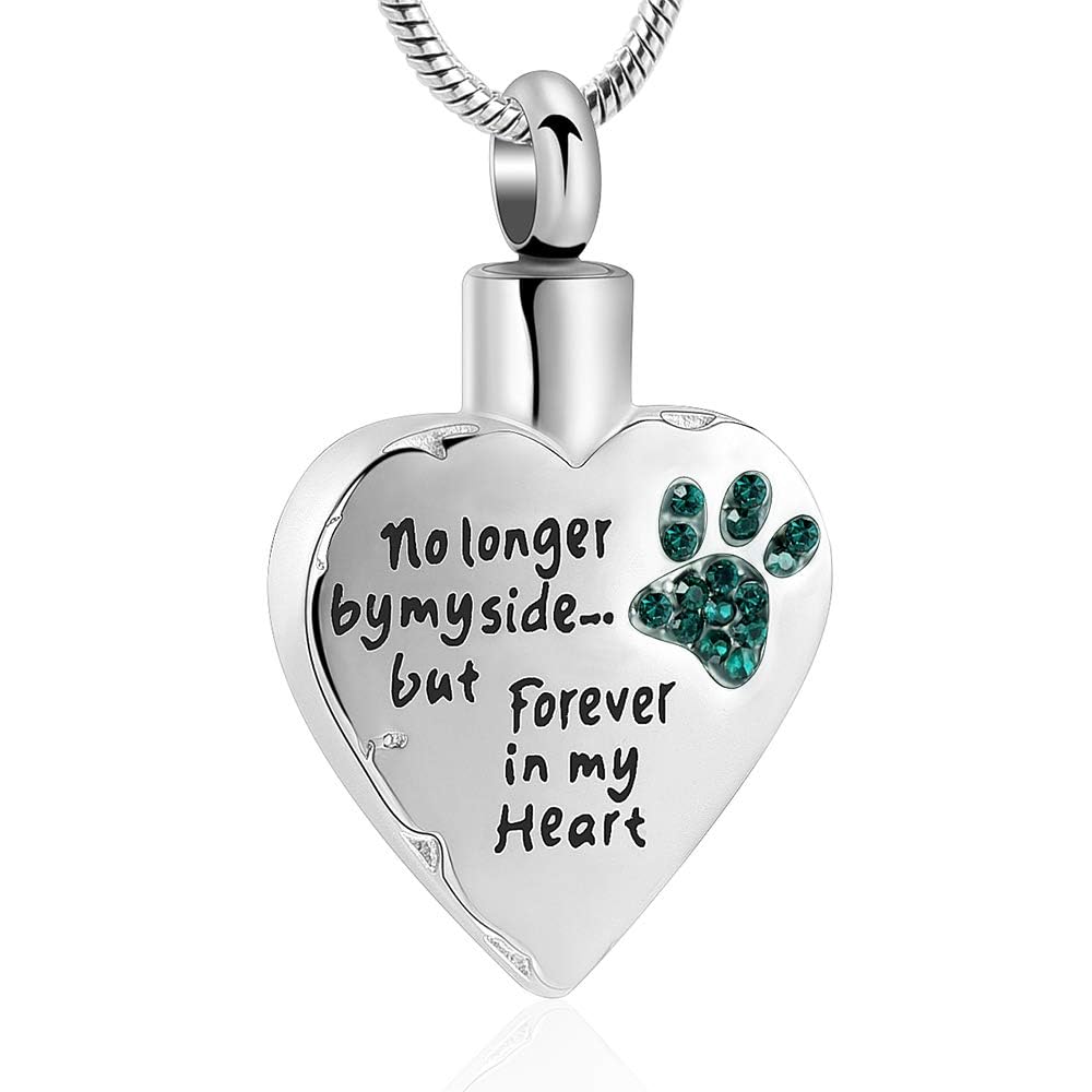 QGJNSGC Pet Cremation Jewellery Stainess Steel Heart Urn Necklace for Ashes Keepsake Ashes Necklace Dog Cat Paw Memorial Urn Pendant for Women Men