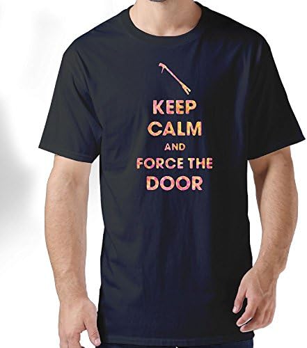 HFLOD PLODFC Firefighter Keep Calm Men's Classic Short-Sleeve Crewneck Cotton T-Shirt