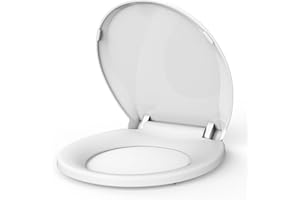 Soft Close Slow Close Replacement Toilet Seat for Round Toilets, with Quick-Release Hinges & Quick-Attach Hardware, Padded Co
