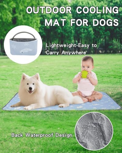 Dog&Cat Cooling Mat for Extra Large Pet Dog,Waterproof, Blue XL-125 x 70cm | Pet Cooling Mat Pet Self Cooling Pad Mat Bed Mats for Summer Indoor or Outdoor, Foldable ,Washable, Ice Cool Fabric Q-MAX>0.5