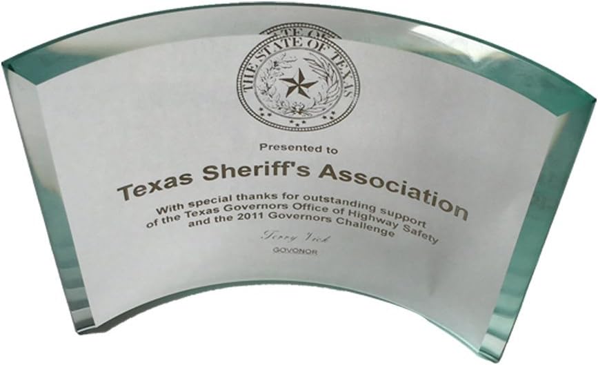 Achievement or Graduation Plaque, Beveled Etched Glass Crescent, Police, Corporate, Firefighters Awards: Everything Else