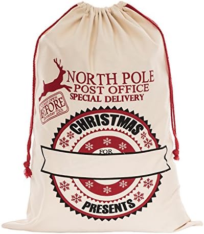 WeiVan Santa Sack for Kids on Christmas Day 27x19.7inch Large Christmas Bag Canvas Bag Reindeer