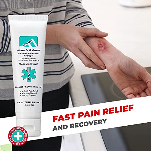 Forticept First Aid Burn Kit Antiseptic Wound Cleanser 4Oz & Burns Pain