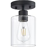 DIDUIO Black Semi Flush Mount Ceiling Light, 1-Light Ceiling Light Fixtures, Farmhouse Light Fixtures Ceiling Mount, Ceiling 