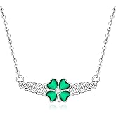 Talonior Shamrock Necklace St Patricks Day Necklace Clover Tree of Life Shamrock Pendant Sterling Silver Luck Celtic Irish Green Jewelry Gifts