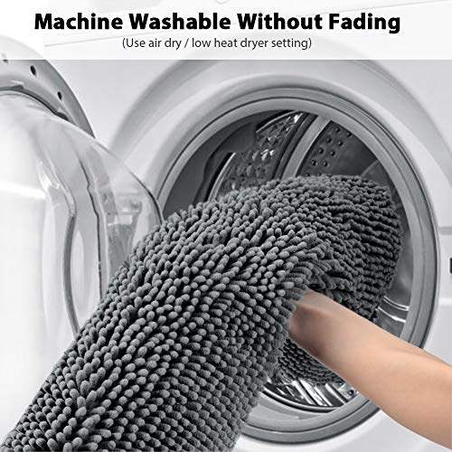 Secura Housewares Soft Microfiber Bathroom Rugs, 20 x 32 Inches Non Slip Bath Mat for Door, Bathroom & Kitchen - Water Absorbent, Machine Washable (Gray)