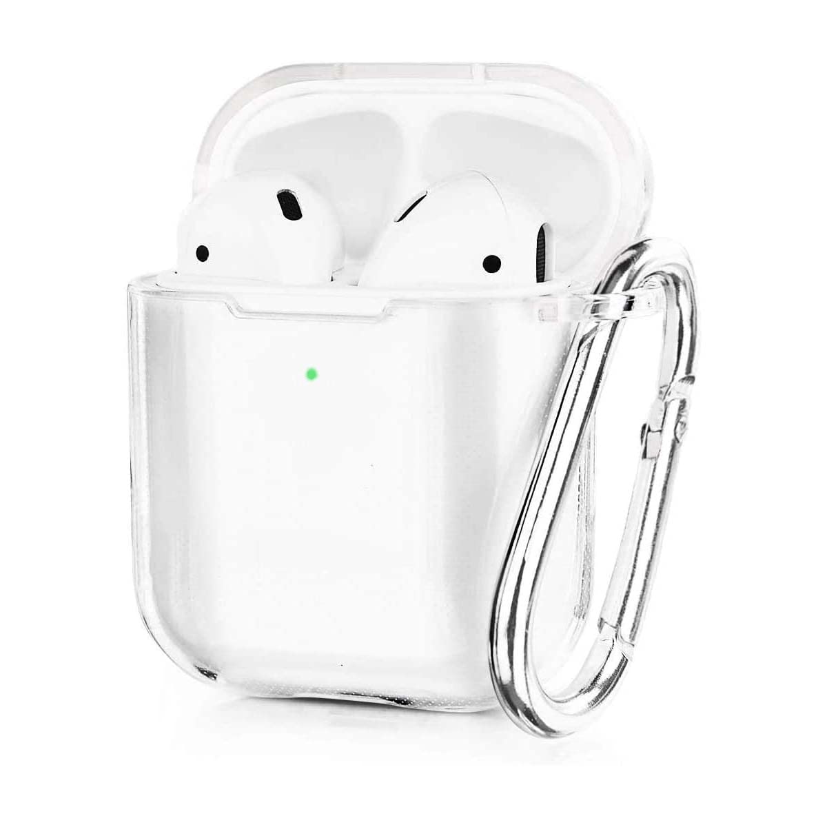 VIGOSS Compatible with AirPods Case 2&1, Shockproof Clear AirPods Protective Skin Cover Airpods 2nd & 1st Generation with Keychain[Front LED Visible & Support Wireless Chargng]
