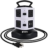 TEC.BEAN 6-Outlet Power Strip Surge Protector with 4 USB Charging Ports Station 9.8-Foot Heavy Duty Extension Cord Overload Protection Power Plug - Perfect for Home Office - Black