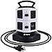 Asgens Power Strip,7 Way Outlets With 2 USB Port Charger 110-250V Charging Station Smart Power 2 Layers Socket Tower With 8.2 ft Extendable Cord