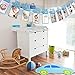Whaline 1st Birthday Baby Photo Banner for Newborn to 12 Months, Monthly Milestone Photograph Bunting Garland, First Birthday Celebration Decoration (Blue)