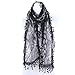 AN Fashion Leafy Lace Scarf Womens With Tassels Chic Retro Scarf Black
