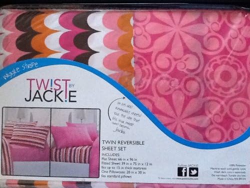 Twist By Jackie Wiggle Stripe 3 Piece Twin Reversible Sheet Set