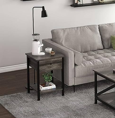 SKY-TOUCH Nightstand 40 * 40cm Bedside Cabinet with Drawer, Bedside Table Wood Night Stand Modern End Table Side Table for Bedroom and Living Room, Sturdy Steel Frame, Easy Assembly