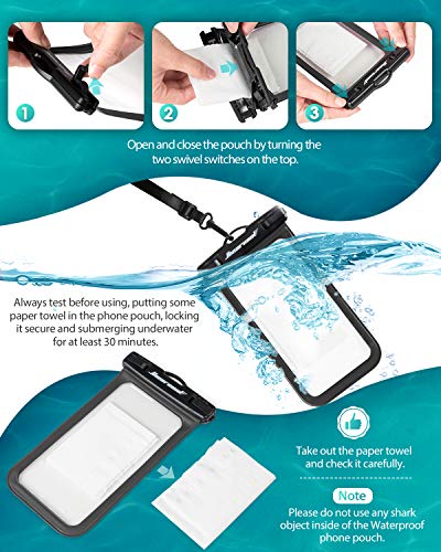 Hiearcool Universal Waterproof Case,Waterproof Phone Pouch for iPhone 11 Pro Max XS Max XR X 8 7 6S Plus Samsung Galaxy s10/s9 Google Pixel 2 HTC Up to 7.0",IPX8 Cellphone Dry Bag -2 Pack