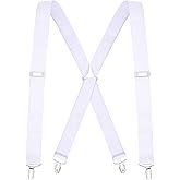 Buyless Fashion Suspenders for Men - 48" Elastic Adjustable Straps 1 1/4" - X Back