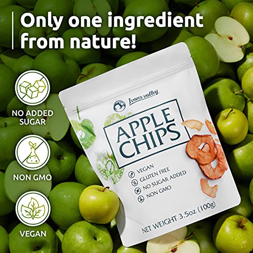 Apple Chips Natural Crisps Pouches [1 Pack] Dried Fruit Snack No Sugar Crunchy Slices Bare