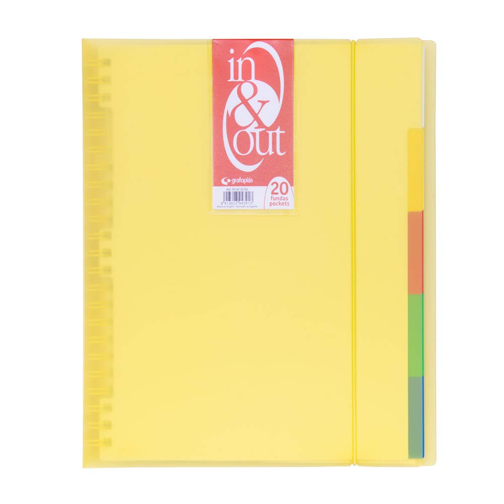 grafoplas 39422060 – Folder, 30 Sleeves, in & Out System, A4, Yellow