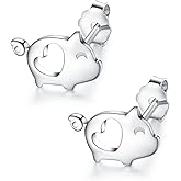 Love Heart Cute Pig Sterling Silver Studs Earrings for Women Sensitive Ears Tiny Luck Post