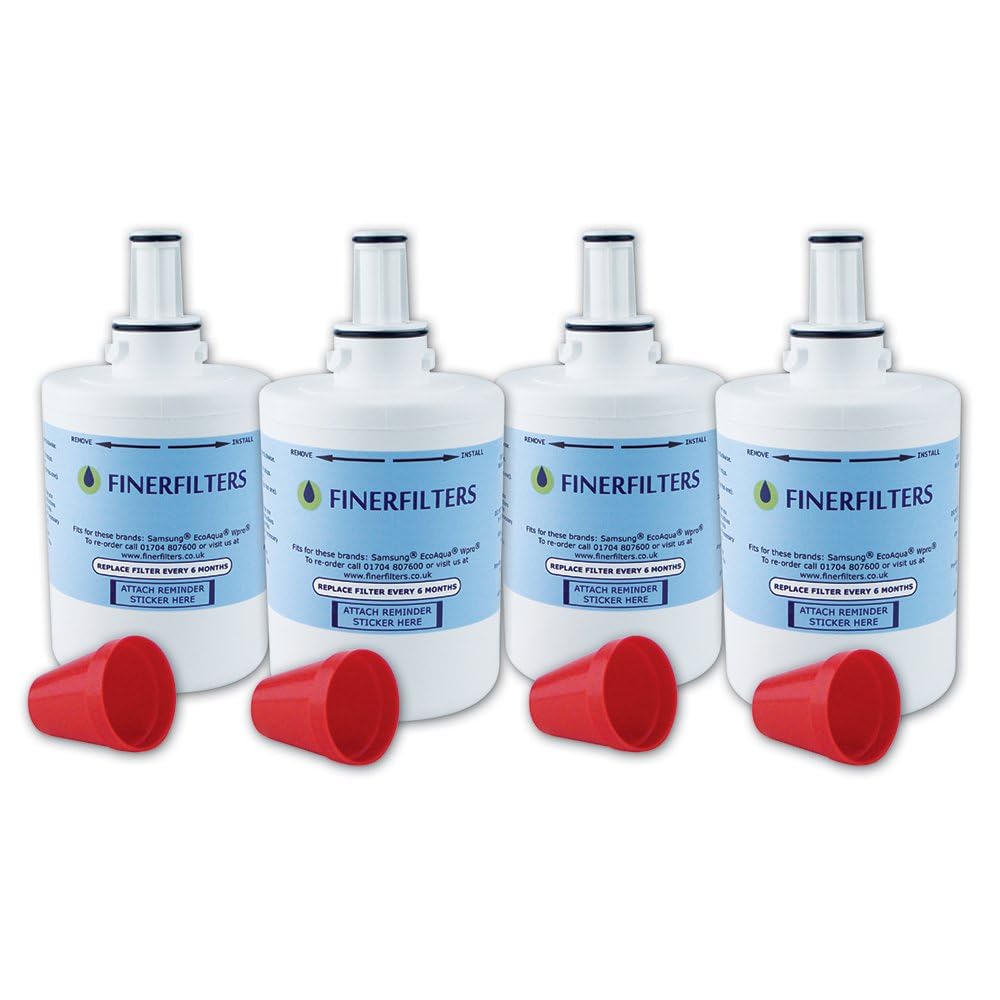 4 x Finerfilters Compatible Samsung Aqua Pure Plus Fridge Water Filter DA29-00003 Fits B F Or G Version