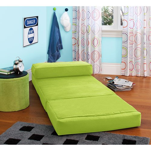 Flip Chair Convertible Sleeper Dorm Bed Couch Lounger Sofa in Green Glaze