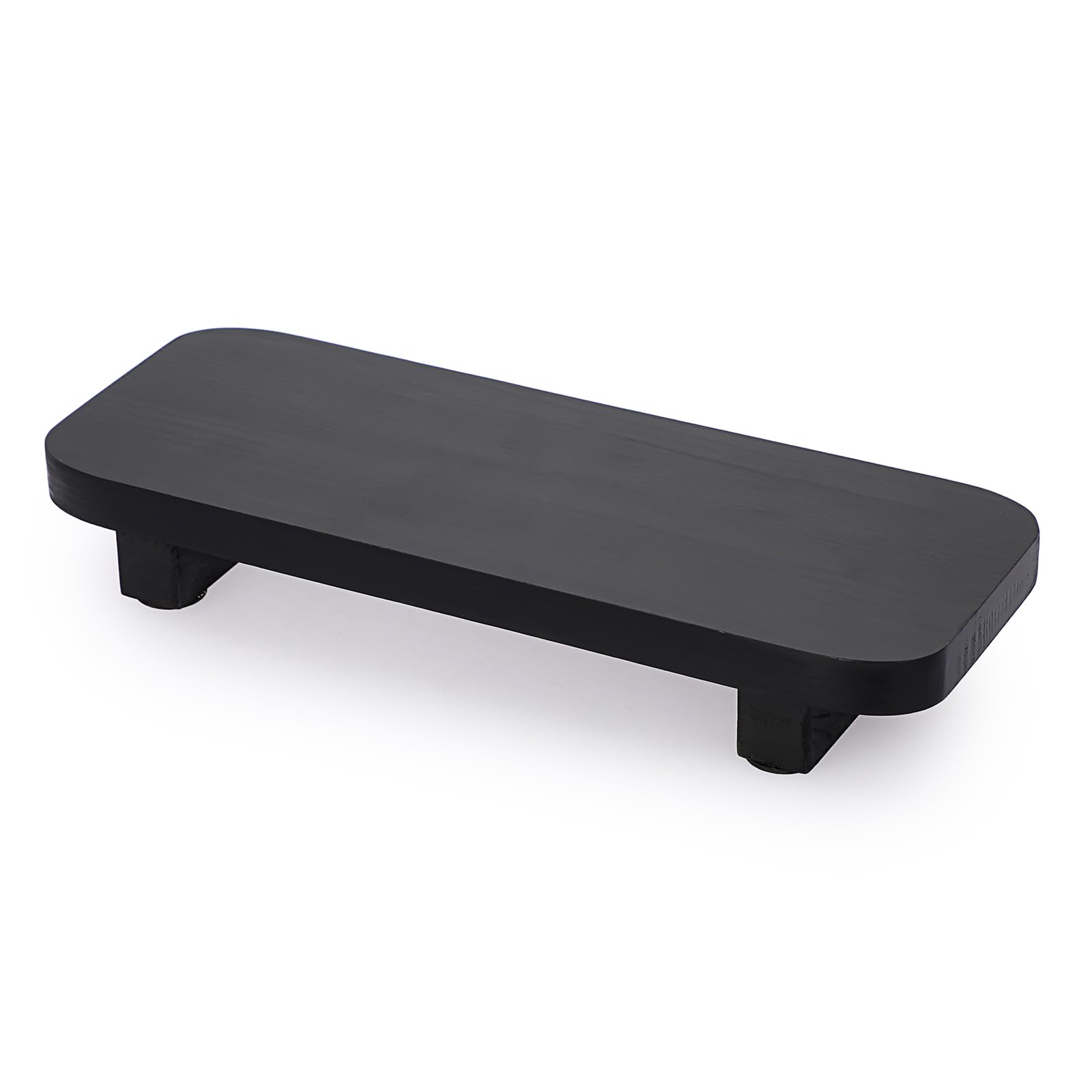 TOLIDA Rustic Wood Display Stand Tray - Home, Kitchen, Bathroom Decor, Black